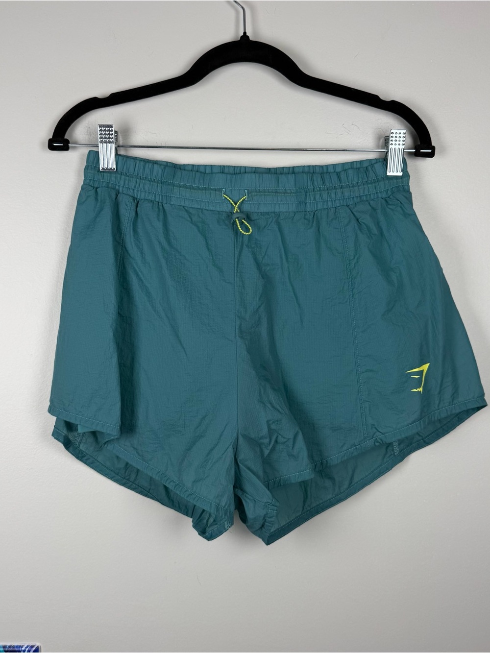 Gymshark Pulse 2 in 1 Shorts Teal Green Lined Gym Nylon Bungee Running Small